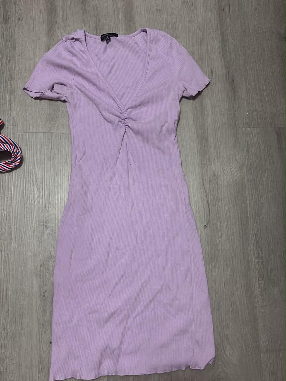 Ambiance Lavender Ribbed V-Neck Midi Dress